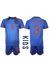 Nederland Matthijs de Ligt #3 Babytruitje Uit tenue Kind WK 2022 Korte Mouw (+ Korte broeken)